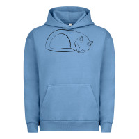 Pigment Pebble Blue Sleeping Cat Line Art Urban Hoodie - linhVisuals