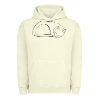 Pigment Pistachio Sleeping Cat Line Art Urban Hoodie - linhVisuals