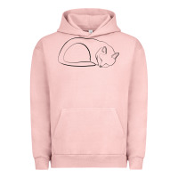 Pigment Salmon Sleeping Cat Line Art Urban Hoodie - linhVisuals