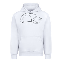 White Sleeping Cat Line Art Urban Hoodie - linhVisuals