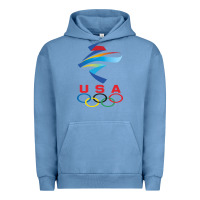 Pigment Pebble Blue USA OLYMPIC RINGS Urban Hoodie - linhVisuals