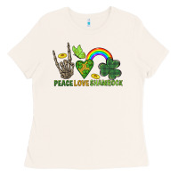 Bone Peace Love Shamrock  St. Patrick's Day Ladies Tee - CowGirlArtShop