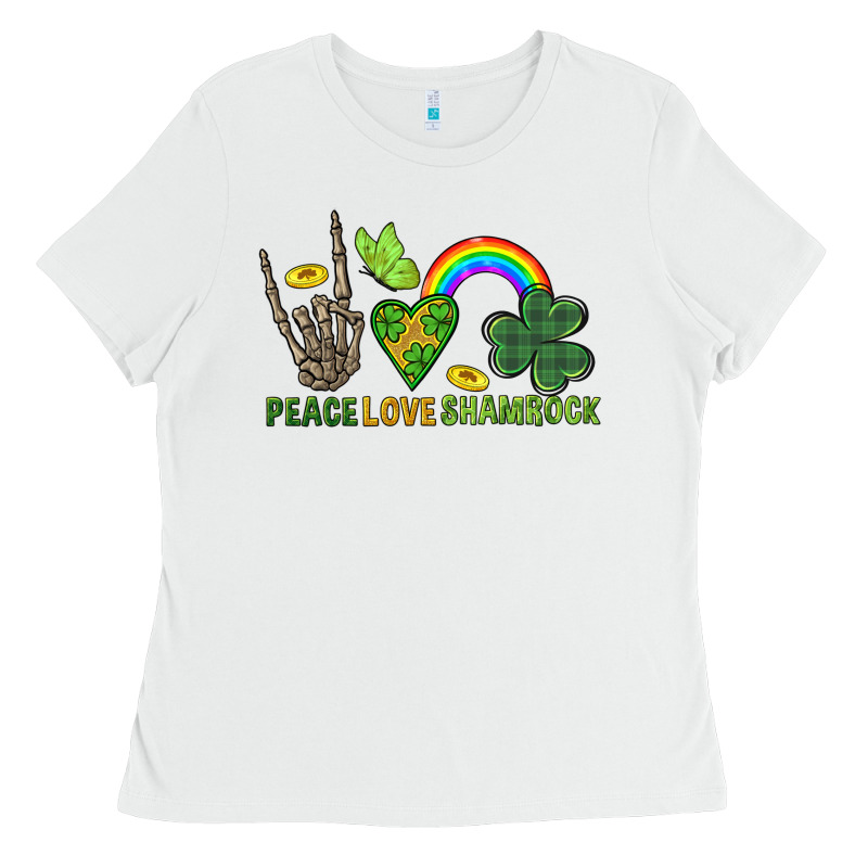Peace Love Shamrock  St. Patrick's Day Ladies Tee by CowGirlArtShop | Teevron