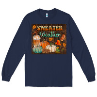 Navy sweater weather tumbler Long Sleeve Tee - BundleAndBundleShop