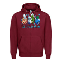 Burgundy tis the season christmas tree  cake winter and snowman Zipper Hoodie - AdoDesignShop