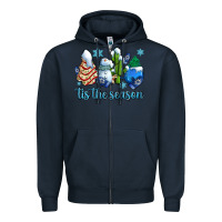 Navy tis the season christmas tree  cake winter and snowman Zipper Hoodie - AdoDesignShop