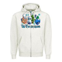 Oatmeal Heather tis the season christmas tree  cake winter and snowman Zipper Hoodie - AdoDesignShop
