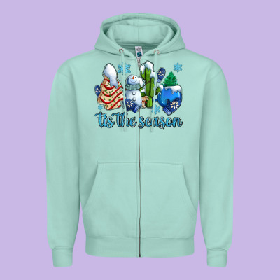 Tis The Season Christmas Tree  Cake Winter And Snowman Zipper Hoodie Designed By Adodesignshop