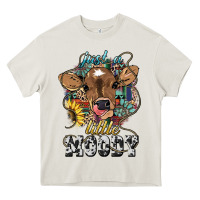 Cream Just a little moody baby cow Heavy Core Tee - HowdyJamesFarm