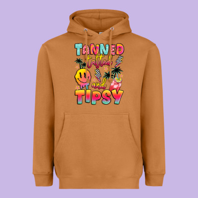 Tanned Tattled And Tipsy Heavyweight Hoodie Designed By Jahusdesignshop