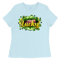 Baby Blue St. Patrick's Day lips lucky Ladies Tee - HowdyJamesFarm