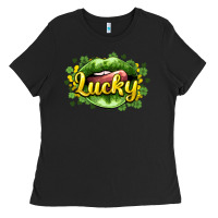 Black St. Patrick's Day lips lucky Ladies Tee - HowdyJamesFarm