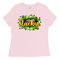 Bubblegum Pink St. Patrick's Day lips lucky Ladies Tee - HowdyJamesFarm
