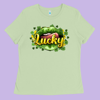 St. Patrick's Day Lips Lucky Ladies Tee Designed By Howdyjamesfarm