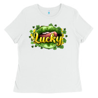 White St. Patrick's Day lips lucky Ladies Tee - HowdyJamesFarm