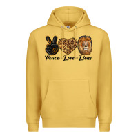 Antique Gold Peace Love Lion Head Premium Hoodie - LillyAllenDesigns
