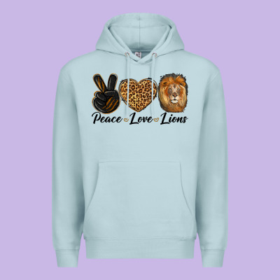 Peace Love Lion Head Premium Hoodie Designed By Lillyallendesigns