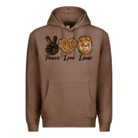 Chestnut Peace Love Lion Head Premium Hoodie - LillyAllenDesigns