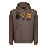 Coffee Peace Love Lion Head Premium Hoodie - LillyAllenDesigns