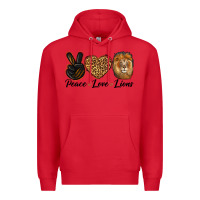 Red Peace Love Lion Head Premium Hoodie - LillyAllenDesigns