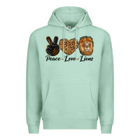 Seafoam Peace Love Lion Head Premium Hoodie - LillyAllenDesigns