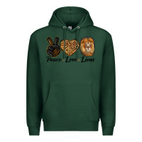 Sports Green Peace Love Lion Head Premium Hoodie - LillyAllenDesigns