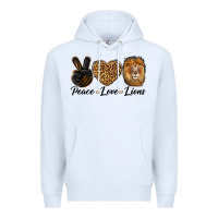 White Peace Love Lion Head Premium Hoodie - LillyAllenDesigns