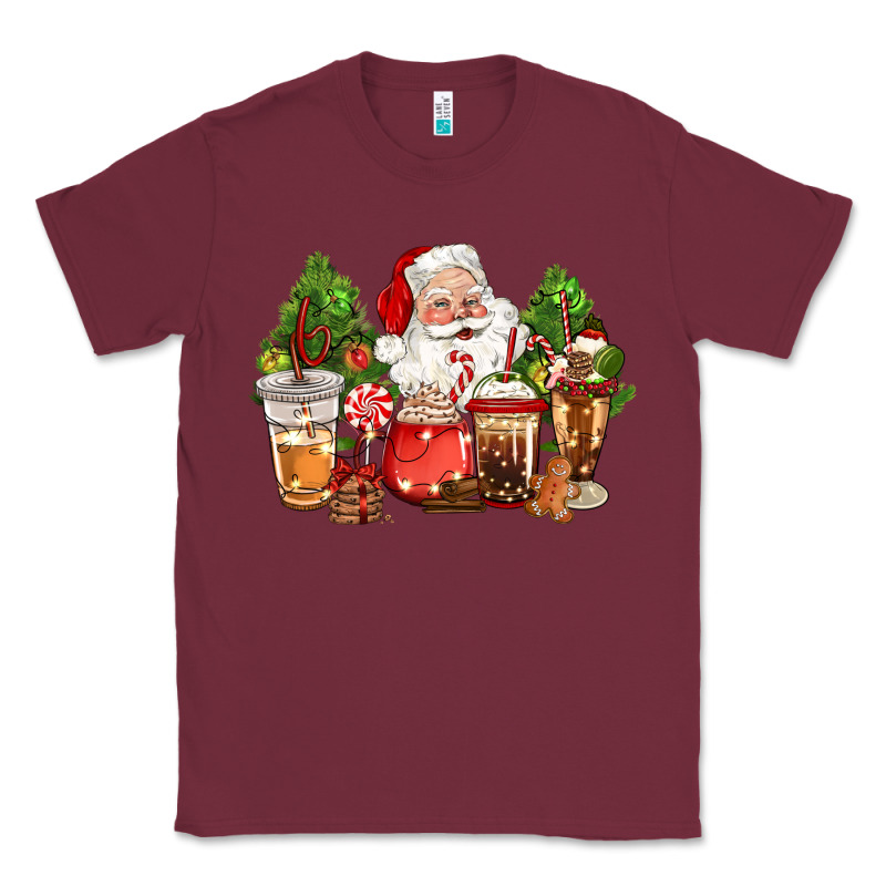 Christmas Santa Coffee Cups Classic Tee by CowGirlArtShop | Teevron