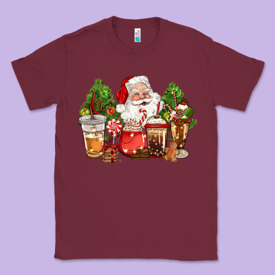 Christmas Santa Coffee Cups Classic Tee Designed By Cowgirlartshop