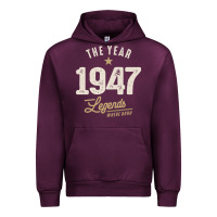 Mauve Wine The Year 1947 - 75th Birthday Vintage Classic Urban Hoodie - linhVisuals