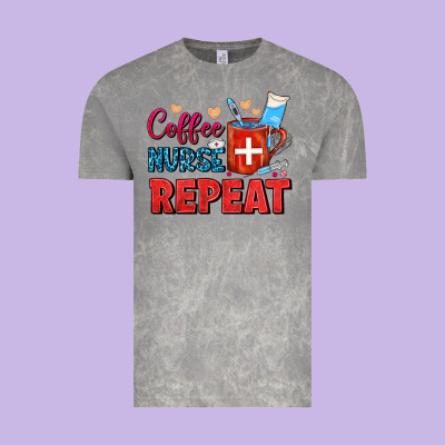 Coffee Nurse Repeat Vintage Tee Designed By Fadigitalartstudio