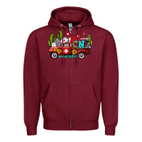 Burgundy cna nurse truck with cactus and sunflowers Zipper Hoodie - AdoDesignShop