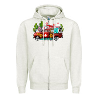 Oatmeal Heather cna nurse truck with cactus and sunflowers Zipper Hoodie - AdoDesignShop