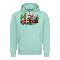 Seafoam cna nurse truck with cactus and sunflowers Zipper Hoodie - AdoDesignShop