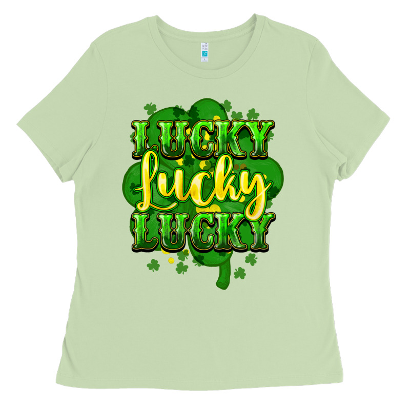Lucky Lucky Lucky Clover St. Patrick's Ladies Tee by HowdyJamesFarm | Teevron