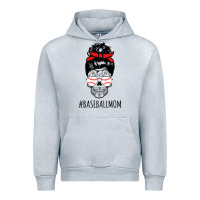 Heather Grey Baseball Mom Skull Urban Hoodie - linhVisuals