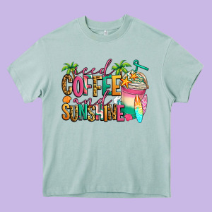 Iced Coffee And Sunshine Summer Heavy Core Tee Designed By Jasminsmagicworld