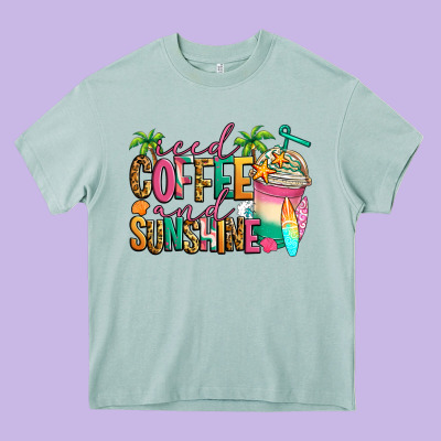 Iced Coffee And Sunshine Summer Heavy Core Tee Designed By Jasminsmagicworld