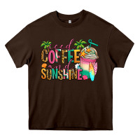 Chocolate Brown iced coffee and sunshine summer Heavy Core Tee - Jasminsmagicworld