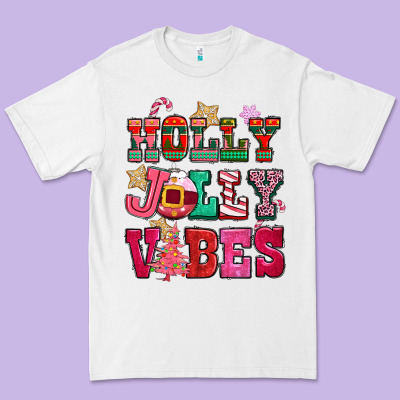 Holly Jolly Vibes Pink Christmas Premium Tee Designed By Cowgirlartshop