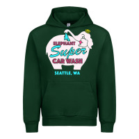 Forest Green pink elephant car wash Urban Hoodie - linhVisuals