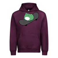 Mauve Wine skateboarding frog Urban Hoodie - linhVisuals