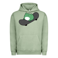 Pigment Oil Green skateboarding frog Urban Hoodie - linhVisuals