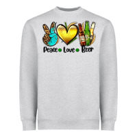 Heather Grey peace love beer Heavyweight Sweatshirt - AdoDesignShop