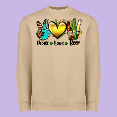 Peace Love Beer Heavyweight Sweatshirt Designed By Adodesignshop