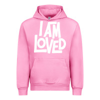 Fuchsia Pink i am loved Urban Hoodie - linhVisuals