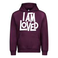Mauve Wine i am loved Urban Hoodie - linhVisuals