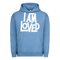Pigment Pebble Blue i am loved Urban Hoodie - linhVisuals