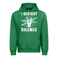 Emerald i destroy silence drum set drummer gift Urban Hoodie - linhVisuals