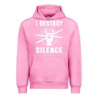 Fuchsia Pink i destroy silence drum set drummer gift Urban Hoodie - linhVisuals